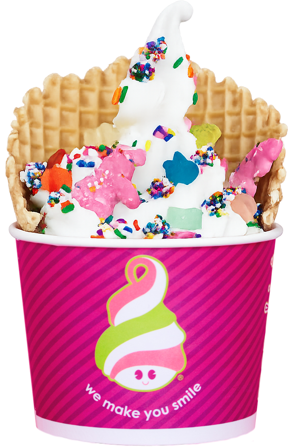 Menchie's frozen yogurt cup with toppings